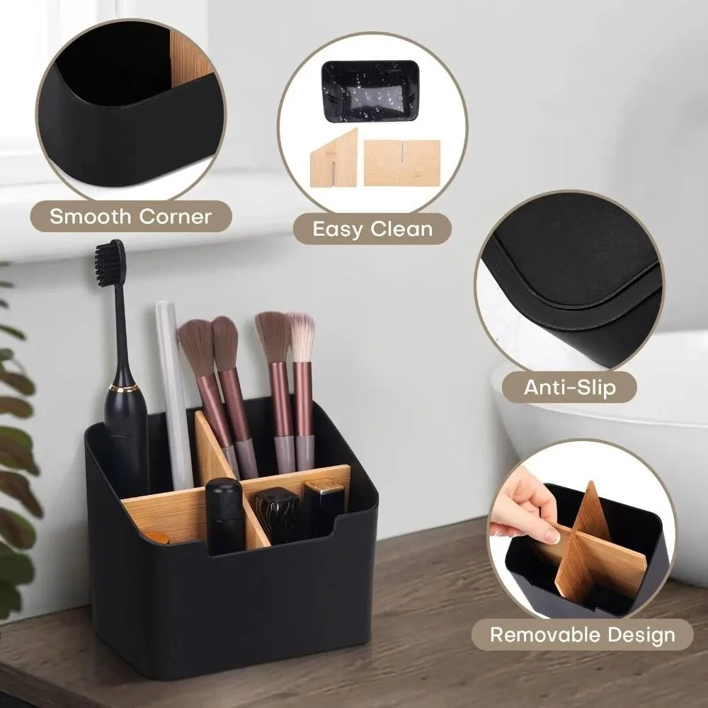 Durable 2/4 Grids Remote Controller Storage Box Multifunction Cosmetic Storage Desktop Storage Box Plastic TV Remote Holder