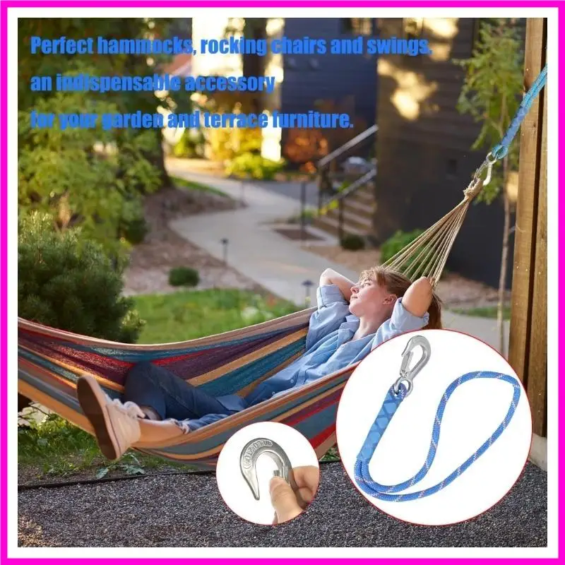 57BE WEATHER FLEXIBLEBLUE HAMMOCK ATTCHITMENT ROPE MOTHER SHOUTEM พร้อมเบ็ดสำหรับเก้าอี้แขวนต้นไม้กลางแจ้งและกิจกรรมสนามเด็กเล่น