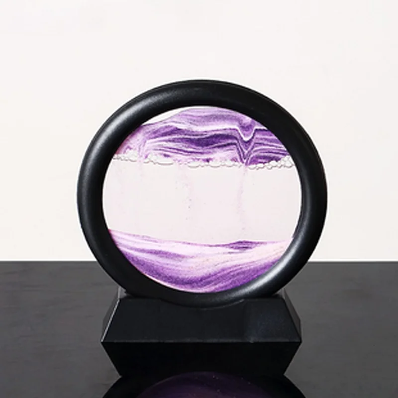 5 Inch 3D Quicksand Sand Painting Moving Sand Art Picture Round Glass Deep Sea Sandscape Hourglass Office Home Decoration Gifts