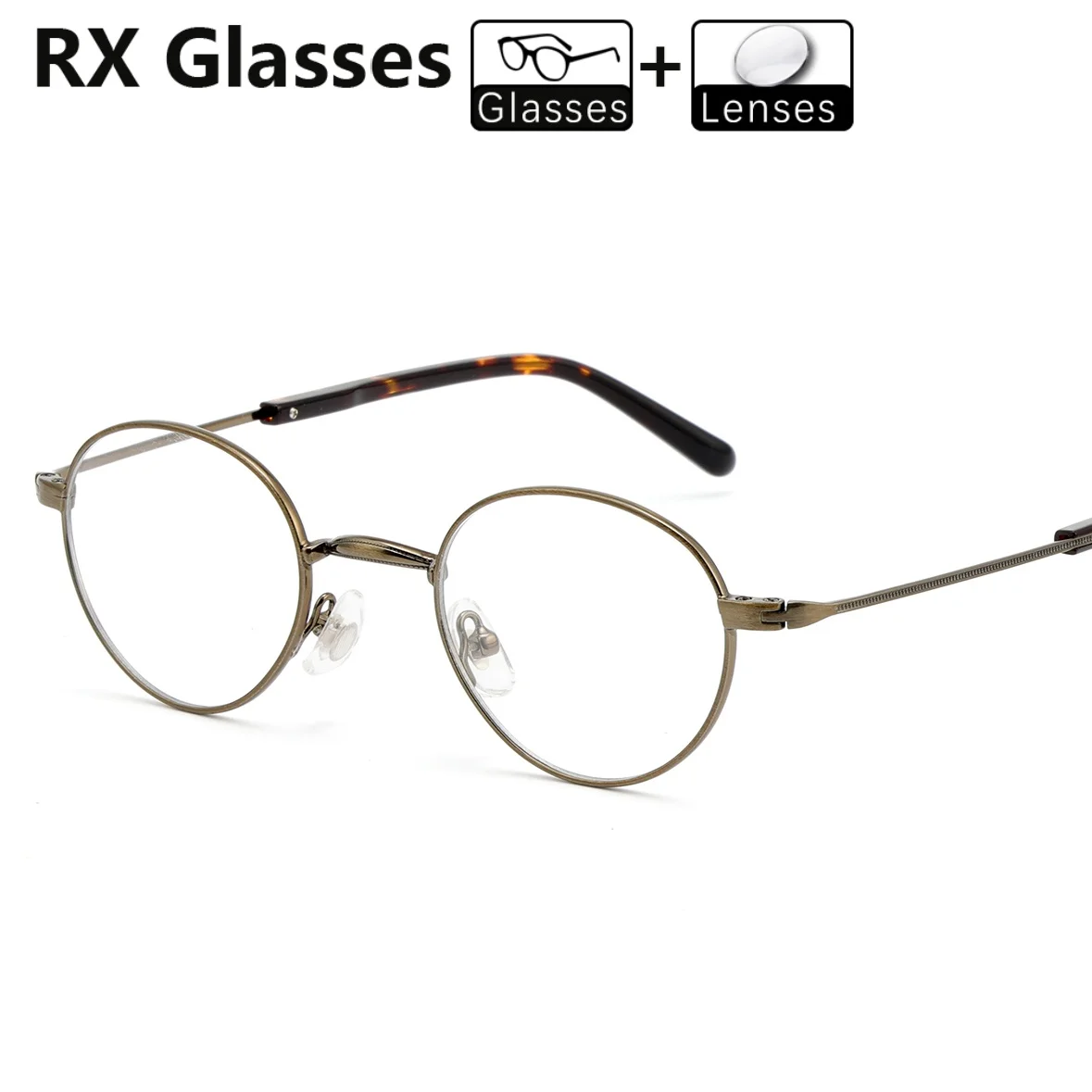

RX Small Oval Retro Prescription Glasses Myopia Hyperopia Lenses Anti-Reflection Progressive Pure Titanium Optical Eyeglasses