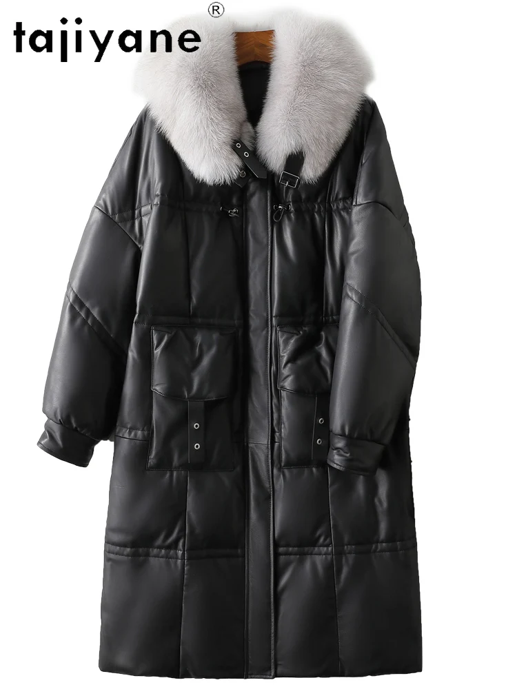 TAJIYANE Echt Schaffell Gans Unten Mantel Frauen Fuchs Pelz Kragen Puffer Jacke Aus Echtem Leder Jacken Winter Kleidung Frau 2025∑