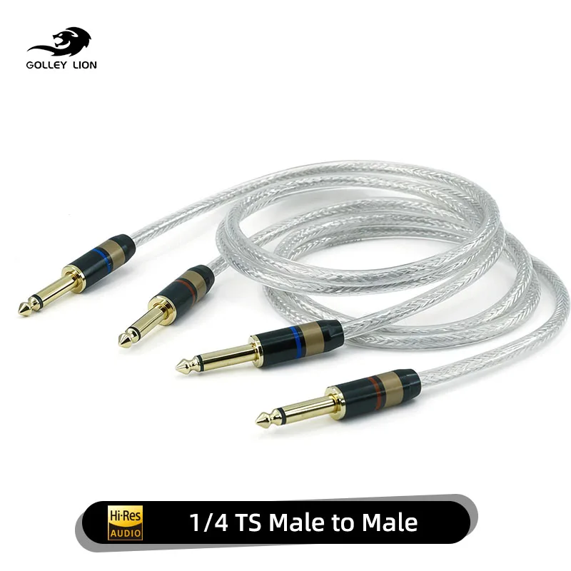 

GOLLEY LION Hi-Res Certified 1/4" TS Male to Male Cable Gold-Plated Braided Shielding High-Res HiFi for Guitar/Bass/Mixer