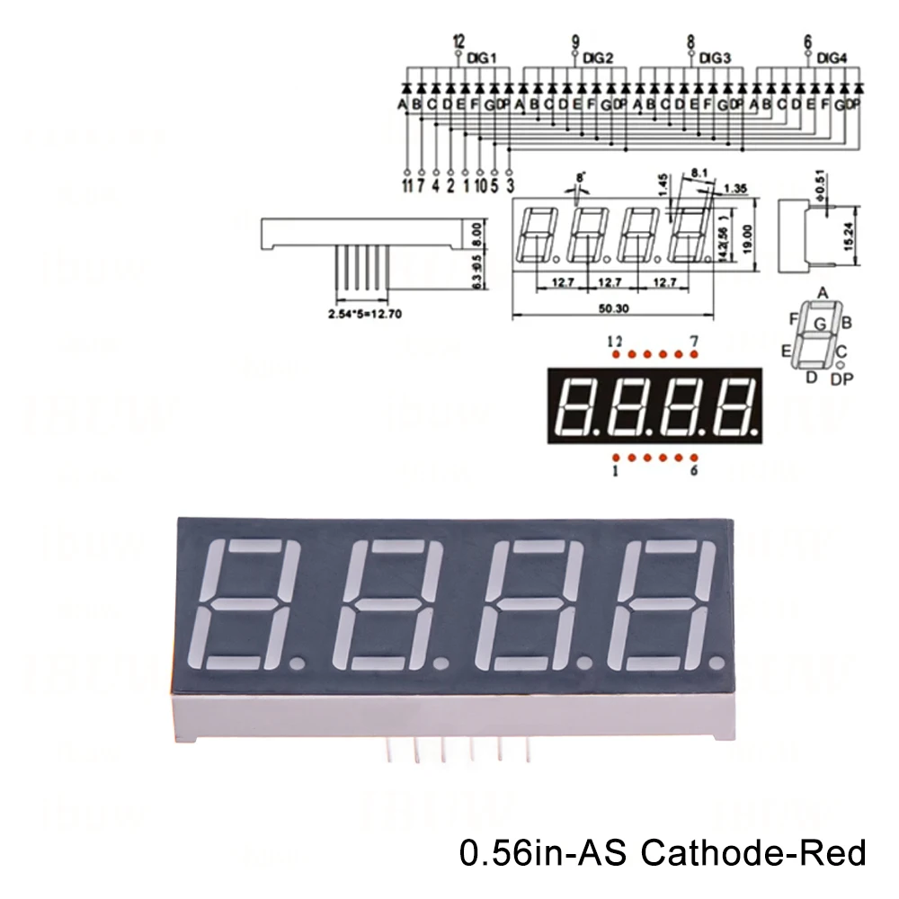 2PCS/5PCS 0.56inch Digital tube Common AnodeCathode Red 1 2 3 4 Bit digital Tube LED Display 7 segment 0.56