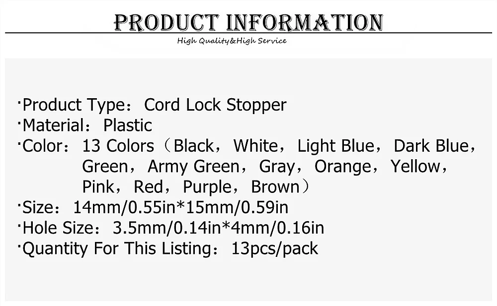 13 Stück/Packung, gemischte Farben, Kordelstopper, Clip-Stopper aus Kunststoff, schwarz, für Taschen/Kleidungsstücke, Größe: 15 mm x 14 mm – Detail 2