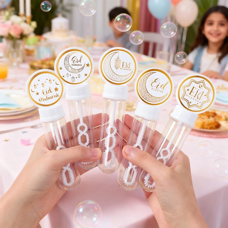 10/20 pièces EID Mubarak bulle Tube vide jouet enfants Ramadan cadeaux de fête lune étoile bulle bâton Kareem anniversaire récompenses cadeaux scolaires