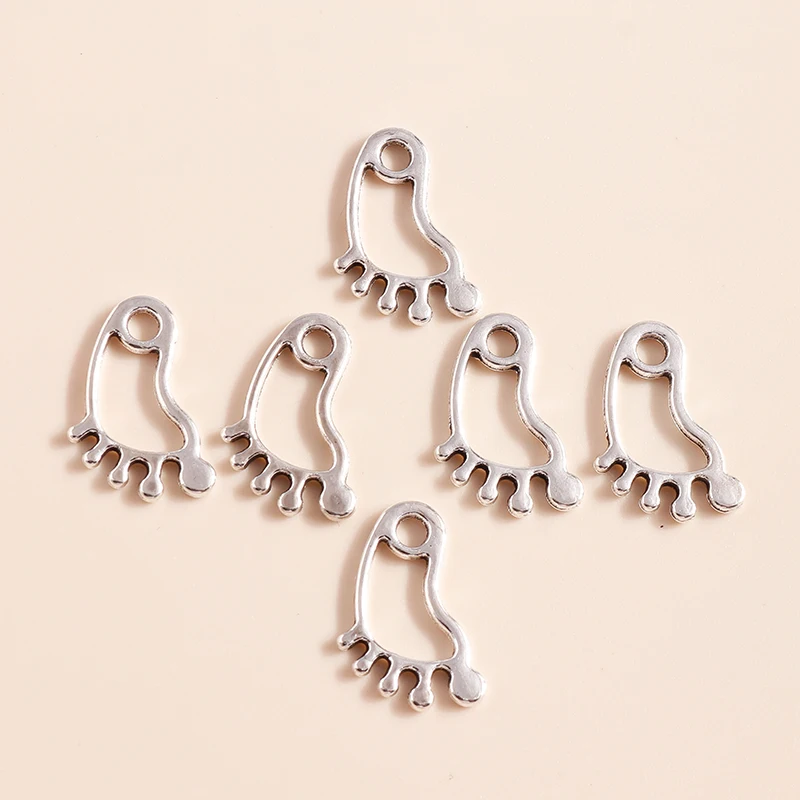 Leslie 50 Stück 16x10mm Einfache Hohle Fußabdruck-Anhänger für Armbänder, Halsketten, Ohrringe, DIY-Schmuckherstellung – Detail 6