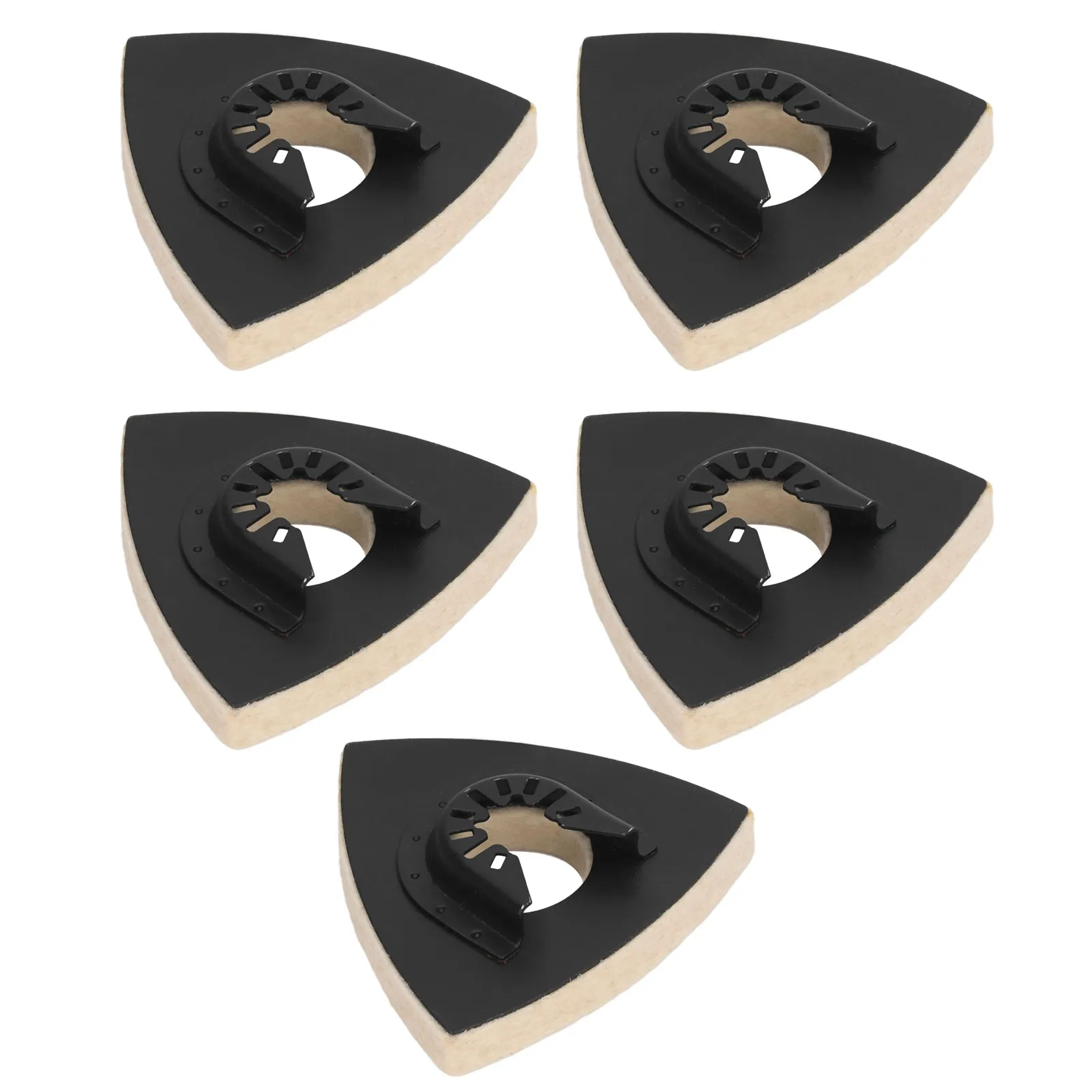 ZK30 5PCS Wool Polishing Pad with Alloy Steel Base Triangular Felt Buffing Pad for Oscillating Tool
