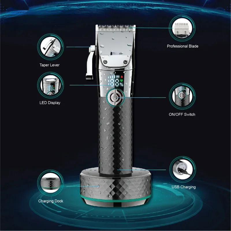 ماكينة تشذيب الشعر DFNDZ ماكينة قص الشعر القابلة لإعادة الشحن ماكينة حلاقة محمولة للرجال V-682