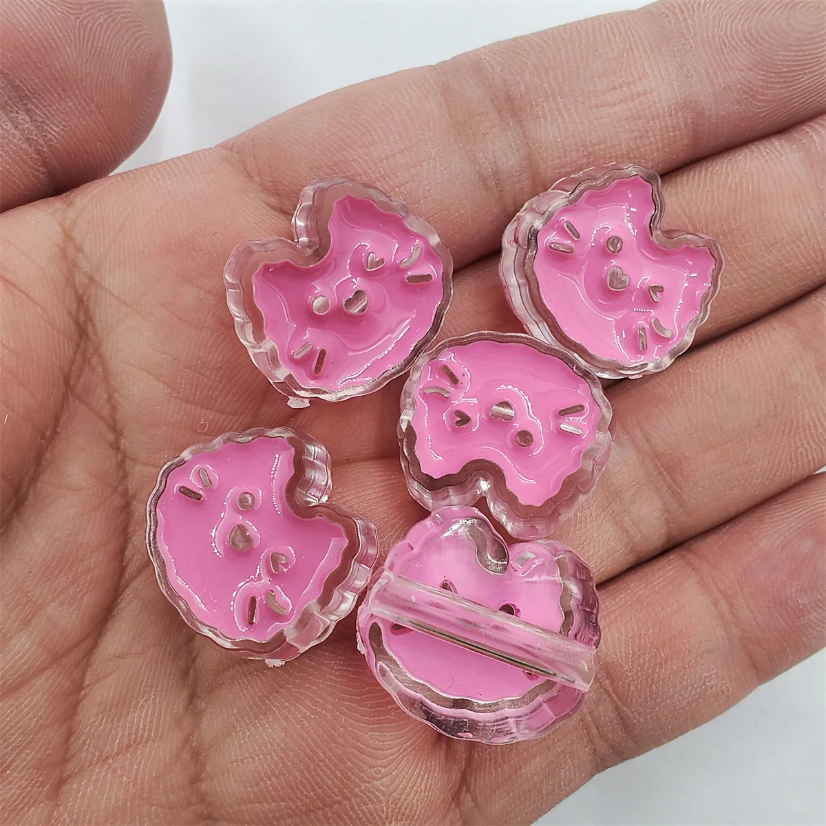 5Pcs 18mm*20mm Cute Transparent Enamel Cats Beads Handcrafted for DIY Kids Girls Necklace Bracelet Pendant Jewelry Accessories