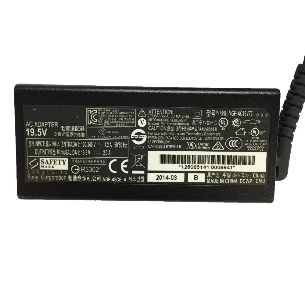 19.5V 2.3A 45W 6.5x4.4 new Original AC Laptop Adapter Power Charger for Sony VIO Vaio Fit15E SVF1521 AC19V67 ADP-45UD