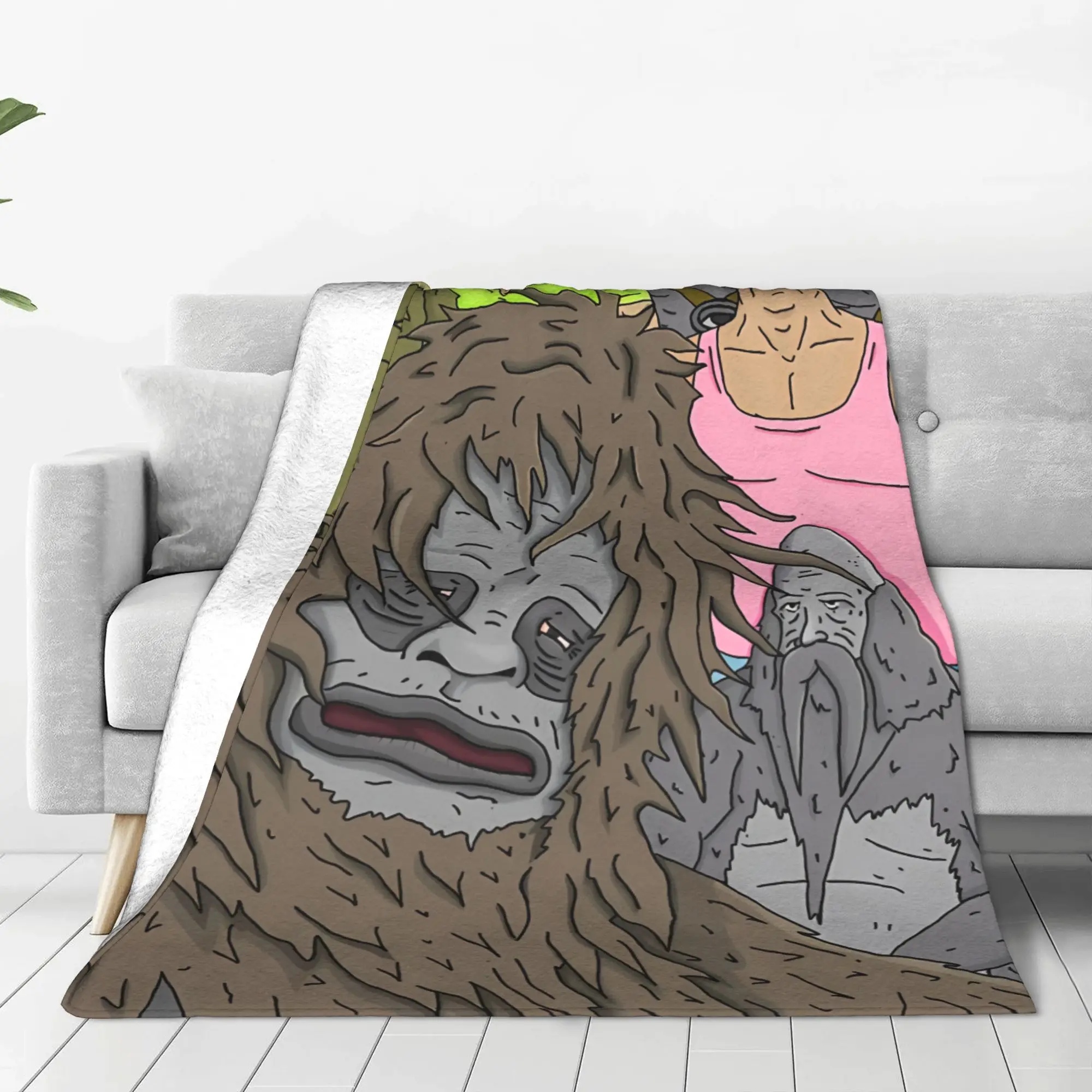 1PC Trippy Bigfoot Cartoon  The Big Lez Show Home Room Decorations Winter Blankets For Adults Bedding Home Interior Sofa Knee