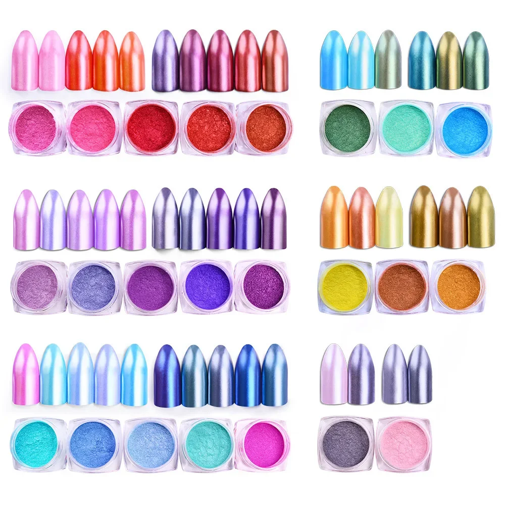 Meerjungfrau Perle Nail Art Glitzerpulver Kosmetikstaub Zuckerpigment für UV-Gel-Nagellack-Dekorationen 1 Box