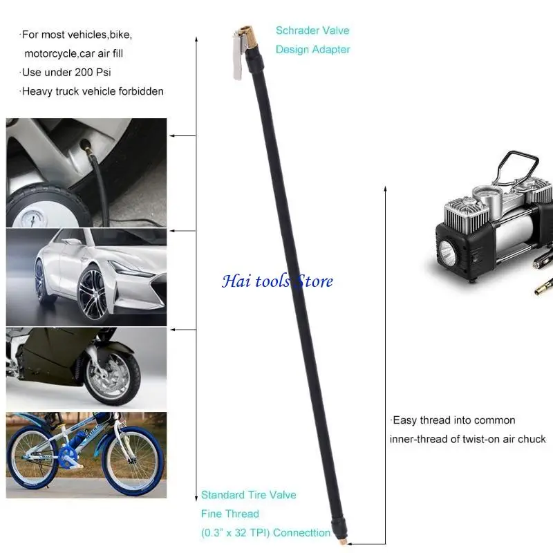X37E Self-Locking Tire Air Chuck for w/ Rubber Hose for 0.305