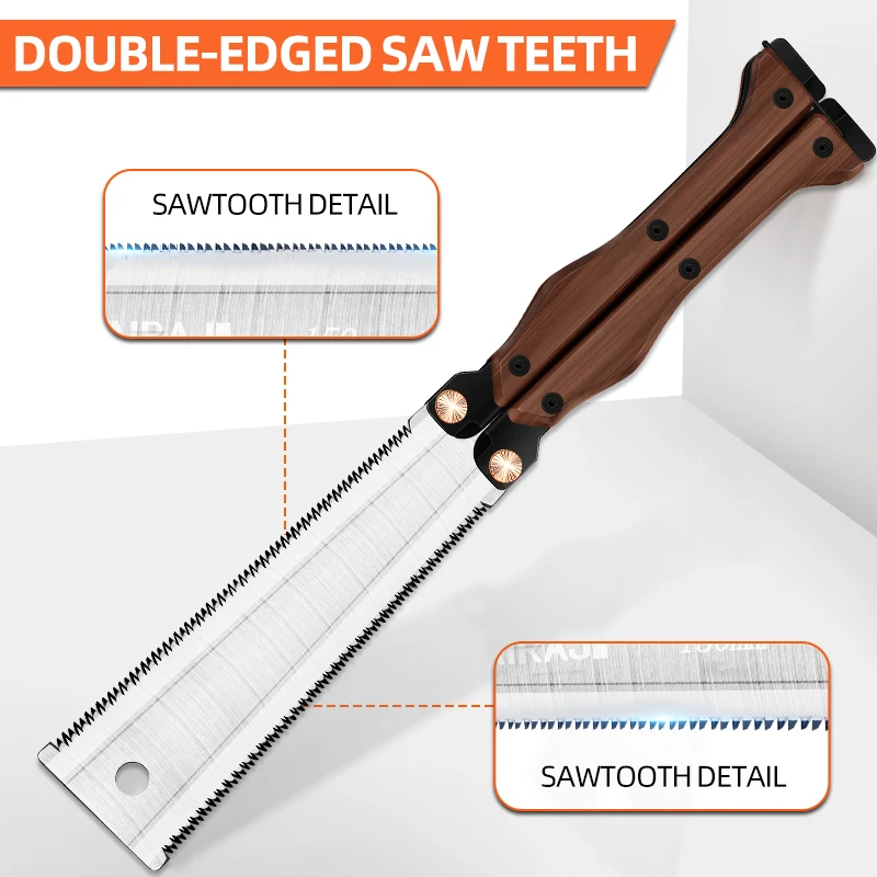AIRAJ Folding Saw SK5 Steel Pocket Garden Saw Japanese Saw, Flush Cut Trim Saw For Woodworking