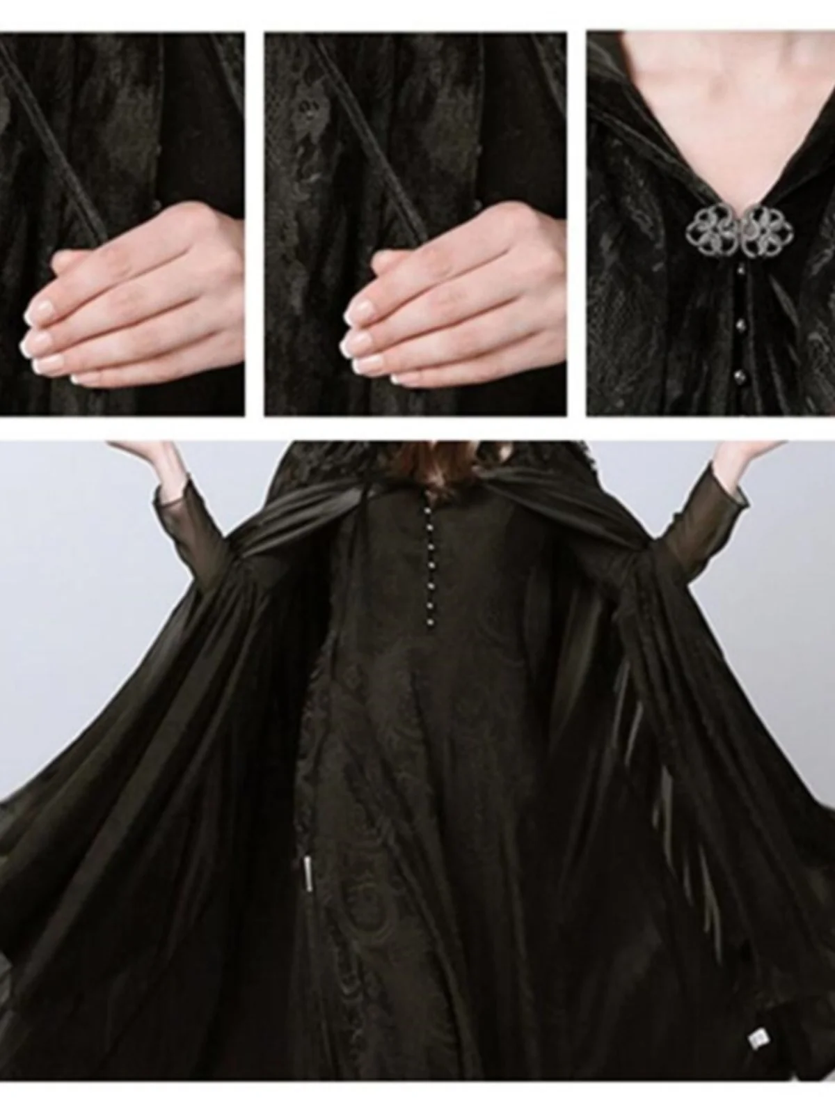 

Hooded Lace Me awl Coat Private Cosplay Performance Costume Belted Long Polyester Spring Thin oulder Pad Free ip