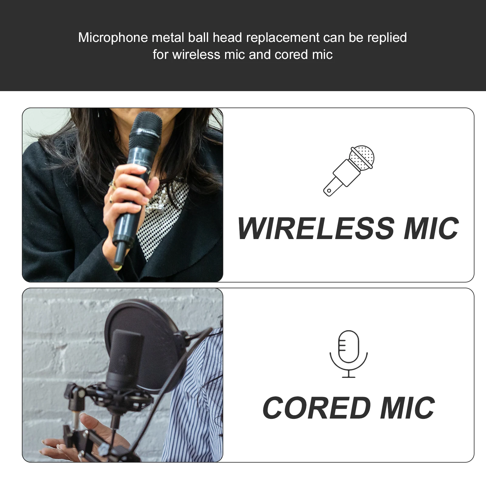 

Microphone Metal Grille Replacement K100 Black Head for Wireless Mic Mesh Cover Accessories Sound Equipment Part