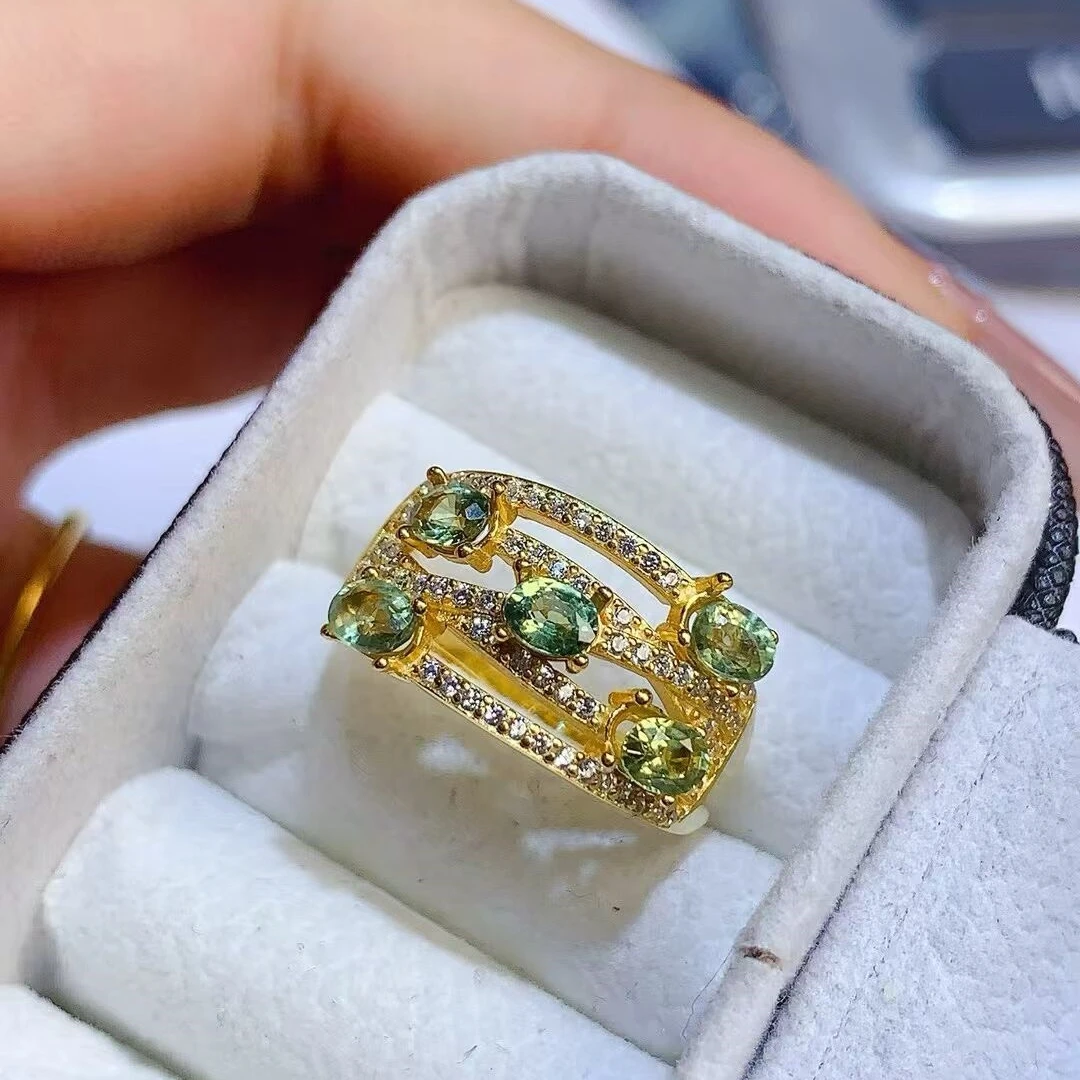 KJJEAXCMY high-end women's Ring, Natural Sapphire with S925 silver electroplating process,dazzling light in all directions