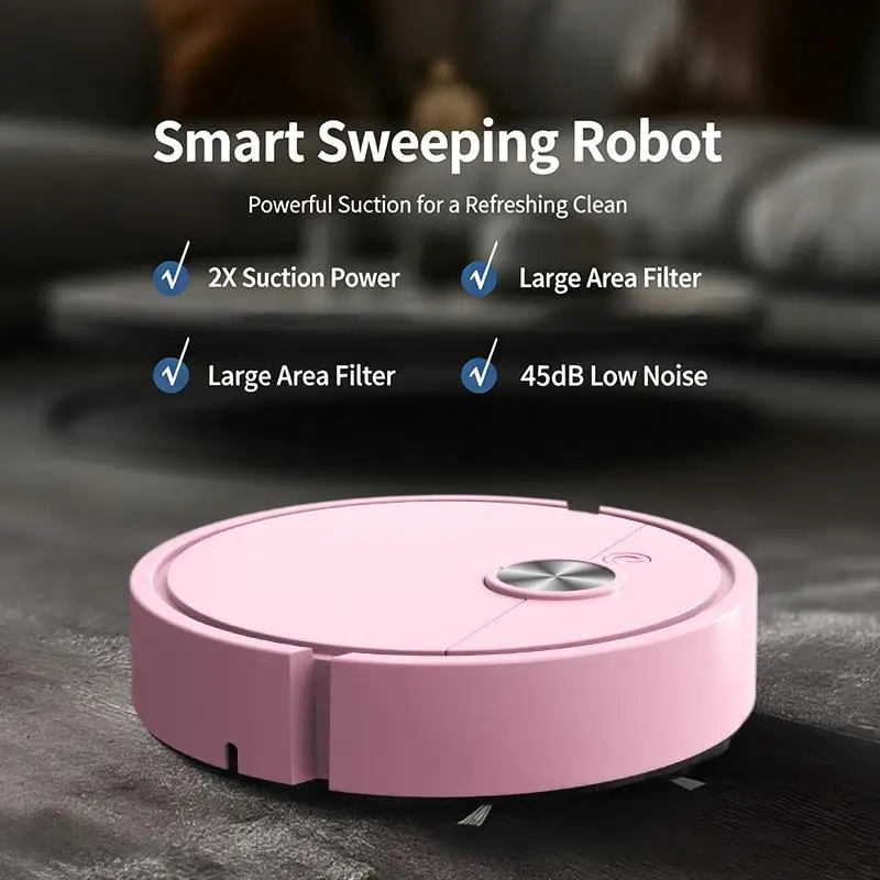 Automatic Robot Vacuum Cleaner 3-in-1 Sweep Mop Vacuum 2500Pa Strong Suction Quiet for Hardwood Carpet Pet Owner Home Use