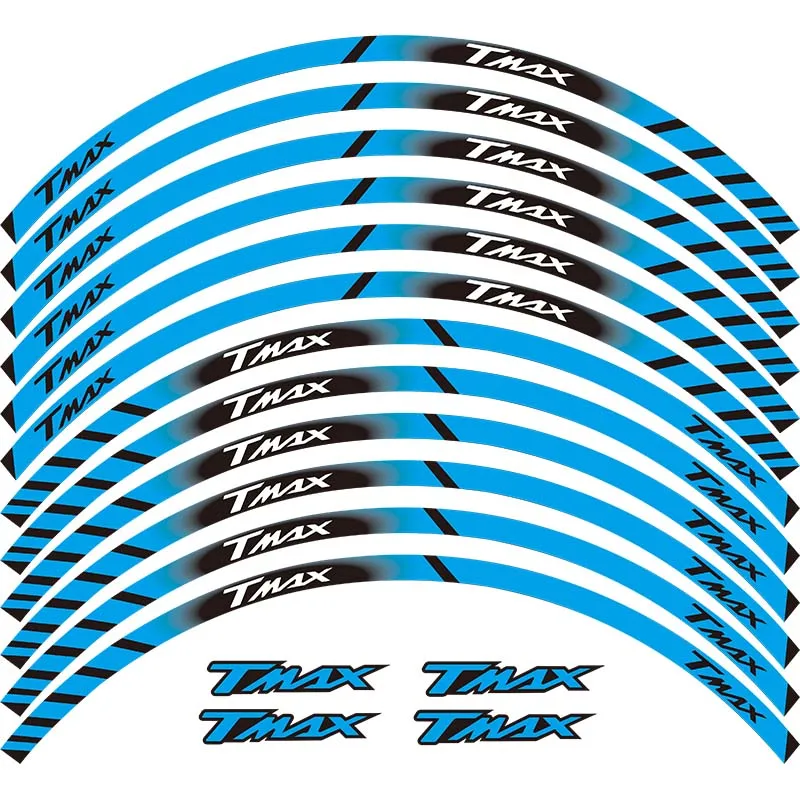 

12 tiras de calcomanías reflectantes para motocicleta, pcoración, pegatina de llanta de protección de estilo para YAMAHA T MAX