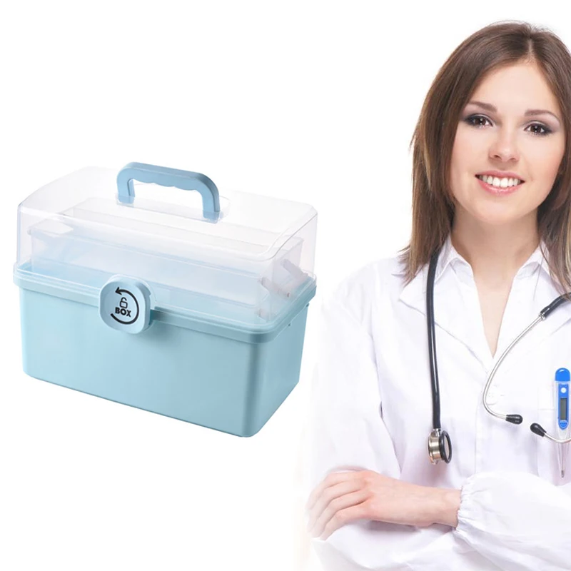 

Multifunctional Double Layer Plastic Portable First Aid Kit Home Organizer Emergency Box Medicine Cabinet Medicine Box