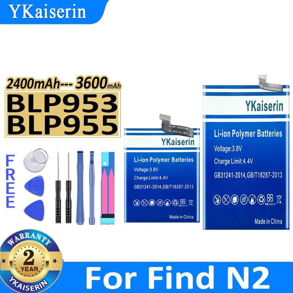 

2400mAh/3600mAh YKaiserin Battery BLP953 BLP955 For Oppo Find N2 Folding Bateria