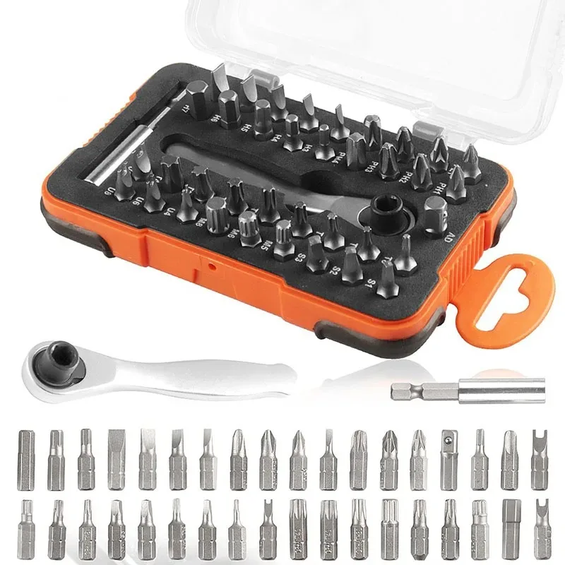 Mini Ratchet Set Includes 36 Screwdriver Bits Workshop Tools Complete Tool Boxes Small Ratcheting Torque Screwdriver Sets