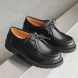 men fashion business wedding dress shoes lace-up original leather shoe black stylish platform sneakers breathable footwear mans