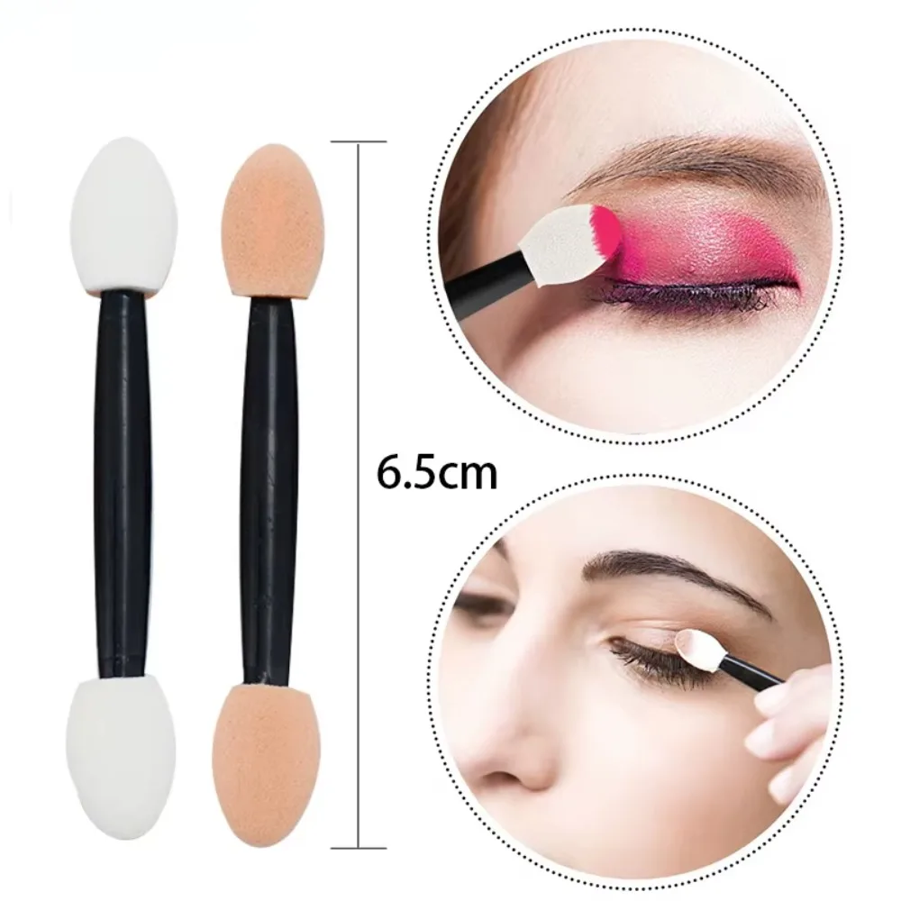 100PCS Disposable Eye Shadow Sponge Applicators 6.5cm Double-headed Eyeshadow Brushes With Container Eyeshadow Stick