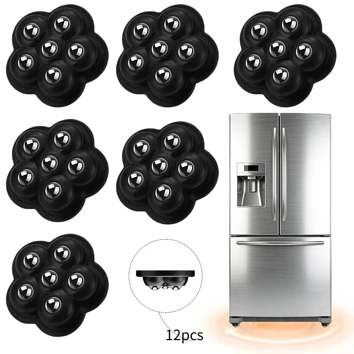 12pcs Self Adhesive Furniture Casters, 360° Rotation Mute Universal Wheels