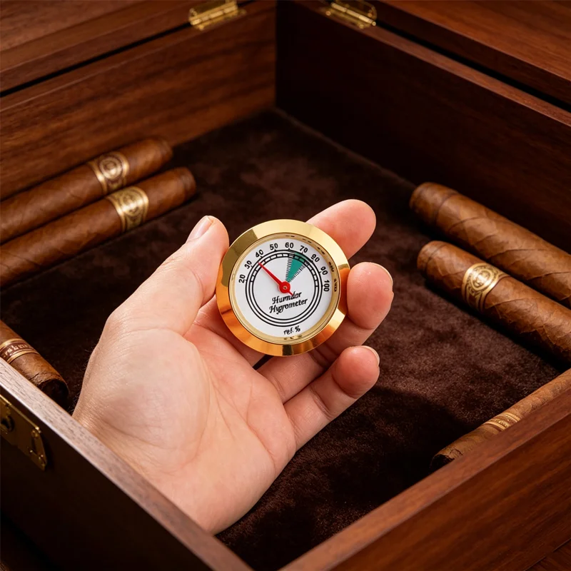 43mm Mechanical Humidity Tester Brass Analog Hygrometer Humidity Gauge for Cigar Humidor Violin Musical Instrument Box