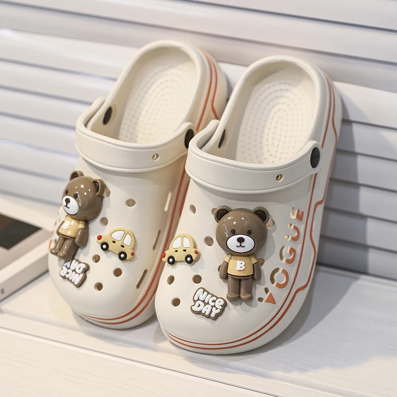 Sandalias para niños y niñas, zuecos de verano para jardín, zapatillas de EVA, cómodas, bonitas zapatillas de oso de dibujos animados