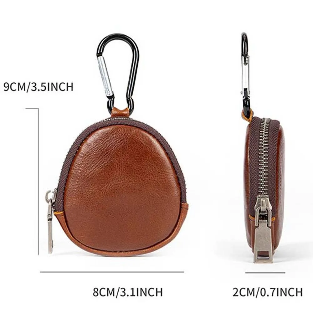 Genähte Retro Öl Wachs PU Brieftasche Anti-verlust Anhänger Elliptische Mäppchen Mini Wasserdichte männer Geldbörse Reise