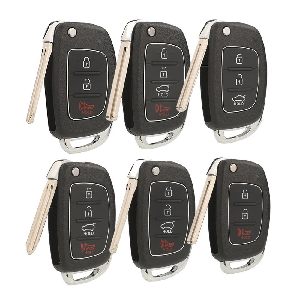 jingyuqin Remote Flip Folding Car Key Fob Shell Case Cover For Hyundai HB20 SANTA FE IX35 IX45 Accent I40 3/4Button