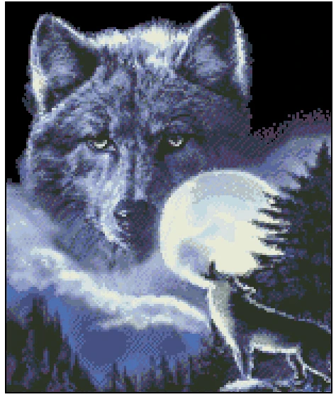 

14/16/18/22/25/28CT popular 100% accurate print on fabric cross stitch kit wolf howling at the moon wild call, Wolf Spirit