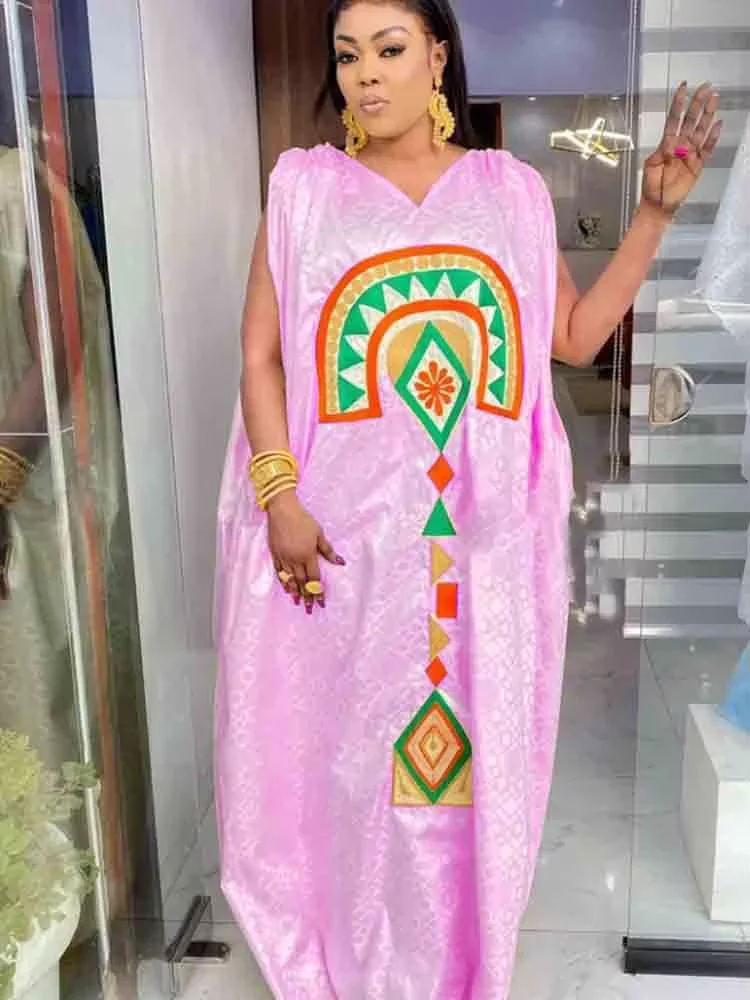 Newest Turkey Bazin Riche African Women Dress Dashiki Kaftan Boubou Aso Ebi Plus Size Ankara Printed Long Wedding Guest Summer G