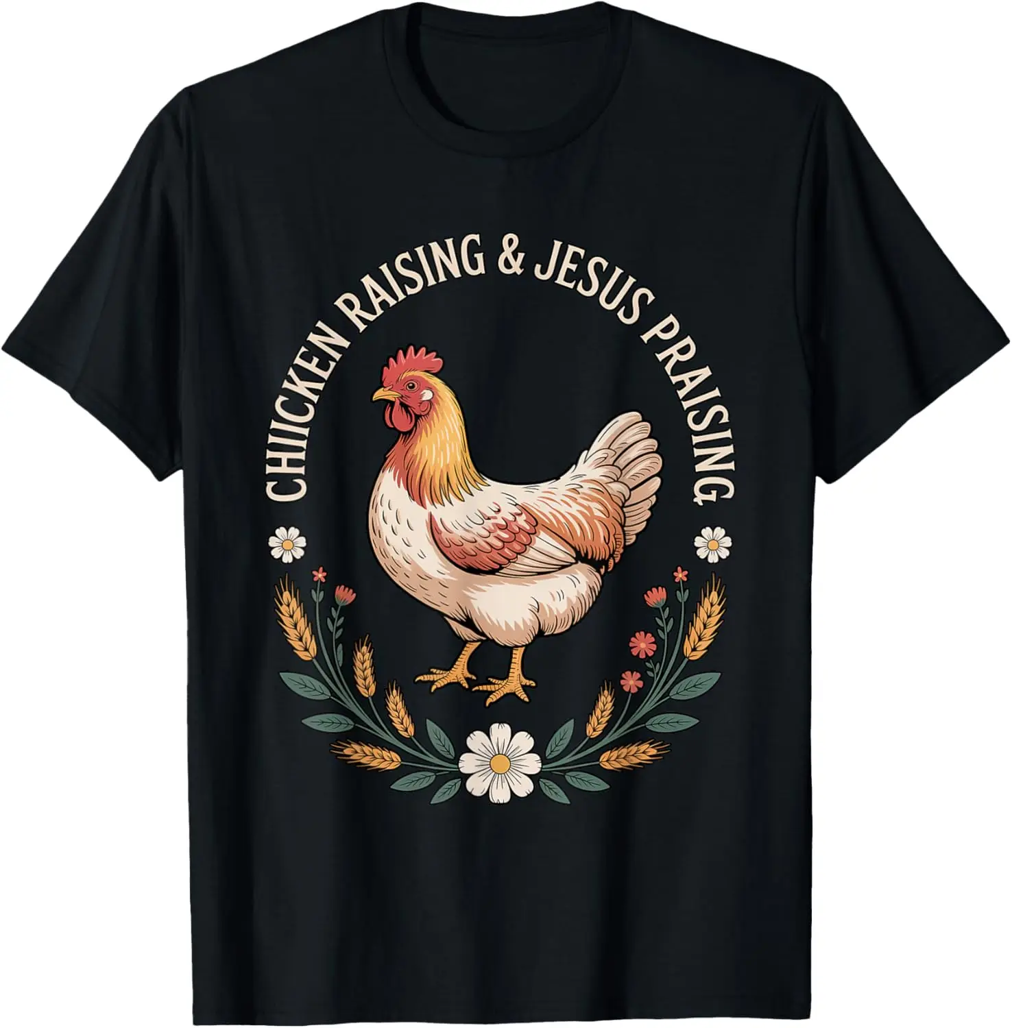 Chicken Raising and Jesus Praising Vintage T-Shirt Y2k Kawayi Custom Printed Graphic T Shirts Funny Shirt Camisas Streetwear