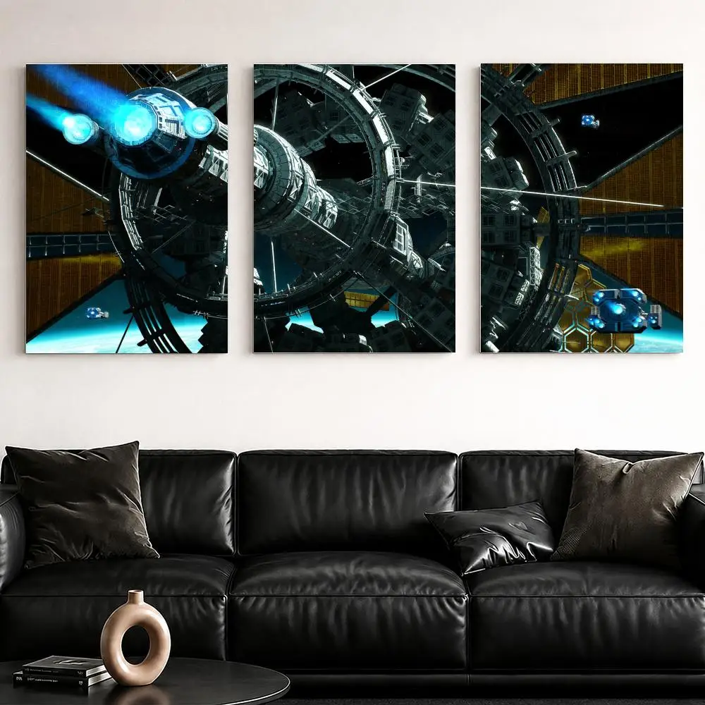 Spacecraft Design Framed Wall Painting Ready to Hang Canvas Wall Art Poster for Bedroom Living Room Home Decor Gift