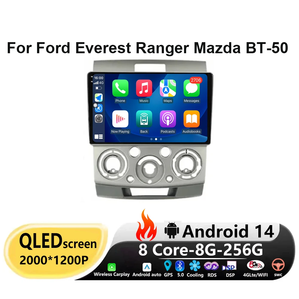 

Android 14 9 inch For Ford Everest Ranger Mazda BT-50 Car Radio Multimedia Video Player Navigation GPS DSP Carplay Auto screen