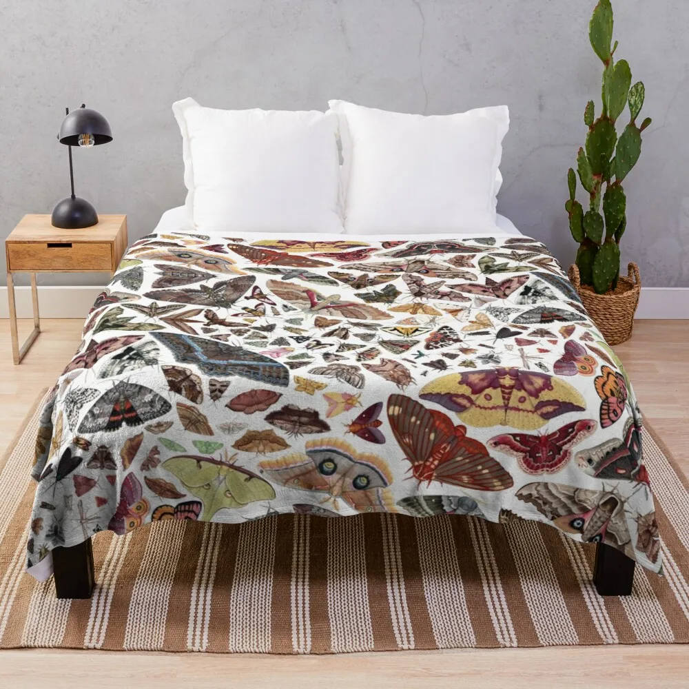 

Moths of North America Pattern Throw Blanket decorative blankets