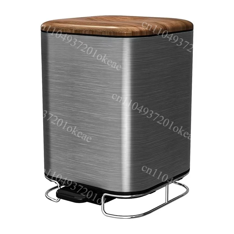Household Pedal Stainless Steel Trash Can Mid-century Style Large Capacity Lidded Waste Bin for Living Room Indoor Use