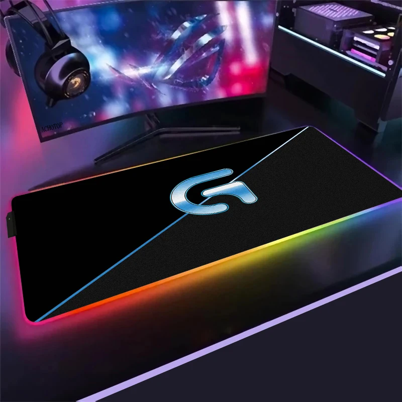 Imagem -03 - Logitech Rgb Mouse Pad Acessórios para Jogos Mousepad Gamer pc Xxl Computador Varmilo Teclado Genshin Impacto Cereja Led Esteira de Mesa