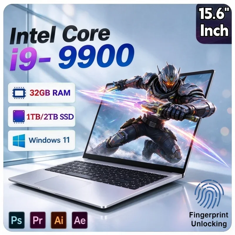 Intel Core I9 9900 Processor 15.6 Inch Windows11 Laptop 32GB RAM 2TB SSD Fingerprint Unlock Notebook For Gaming And Office Tasks