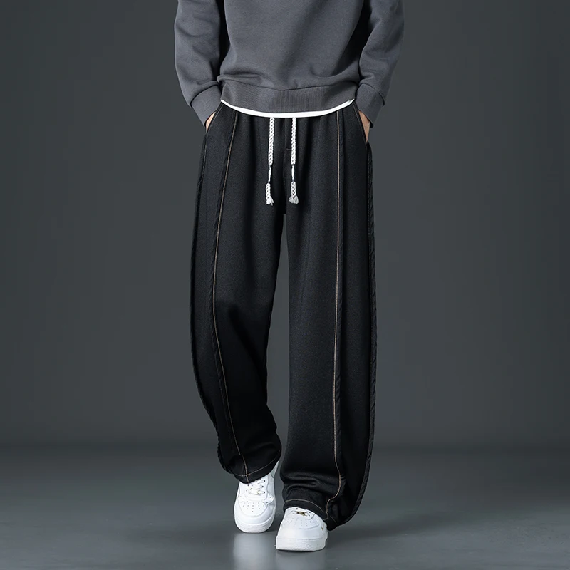 الرجال ربيع الخريف البضائع السراويل الرجال واسعة الساق عموم Tjeans عادية في سن المراهقة الرجال فضفاض مستقيم الساق السراويل العصرية العلامة التجارية واسعة الساق السراويل