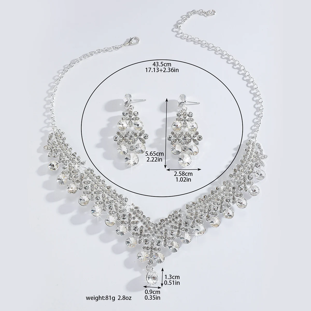 French court classical dazzling luxury exquisite necklace, earring jewelry set, wedding dress accessories for women view 6