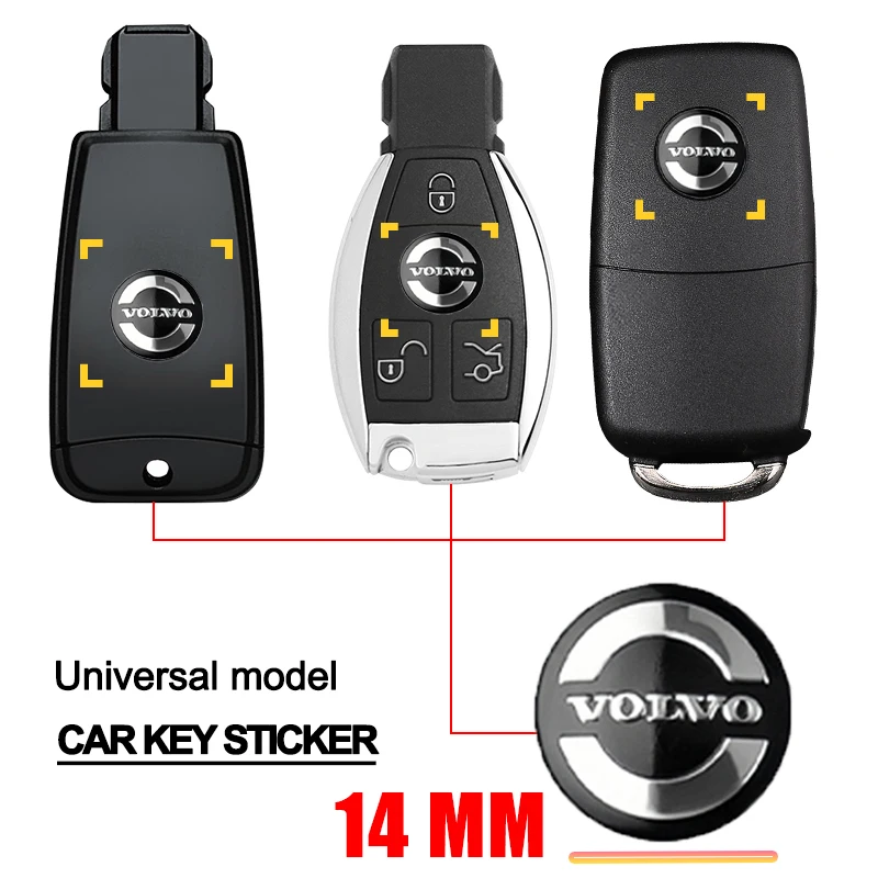 14mm Car Key Badge Emblem Replacement Car Key Sticker Auto Accessories For Volvo Rdesign AWD S40 S60 S70 S80 S90 V40 V50 V60 V70