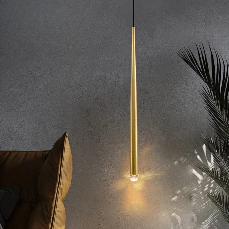 Industrial Retro Art Creative long-line Golden Metal LED Pendant Lights Lustre Lamps for Living Room Home Decoration Chandelier