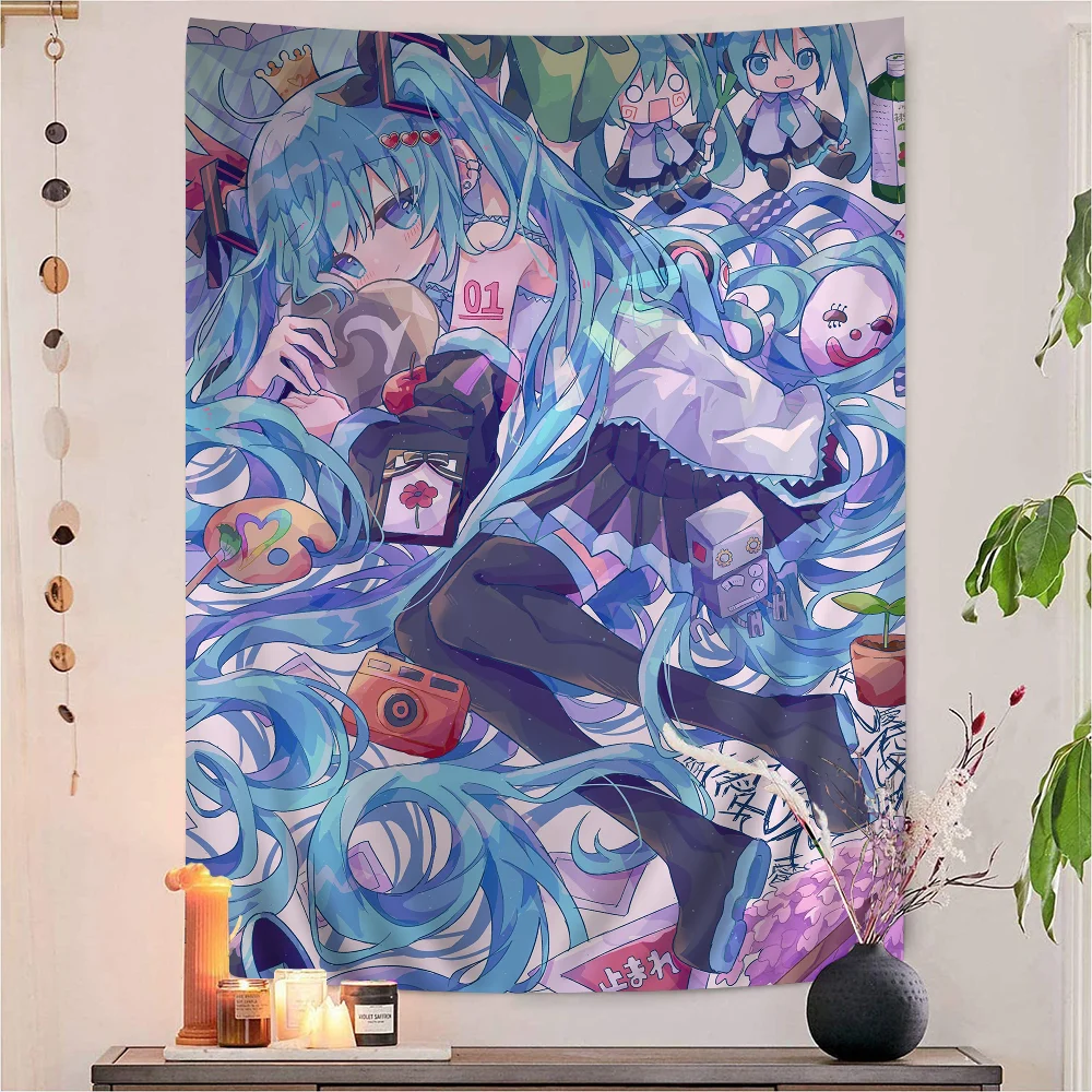 Anime H-Hatsunes M-MikU Printed Large Wall Tapestry Hanging Tarot Hippie Wall Rugs Dorm Art Home Decor