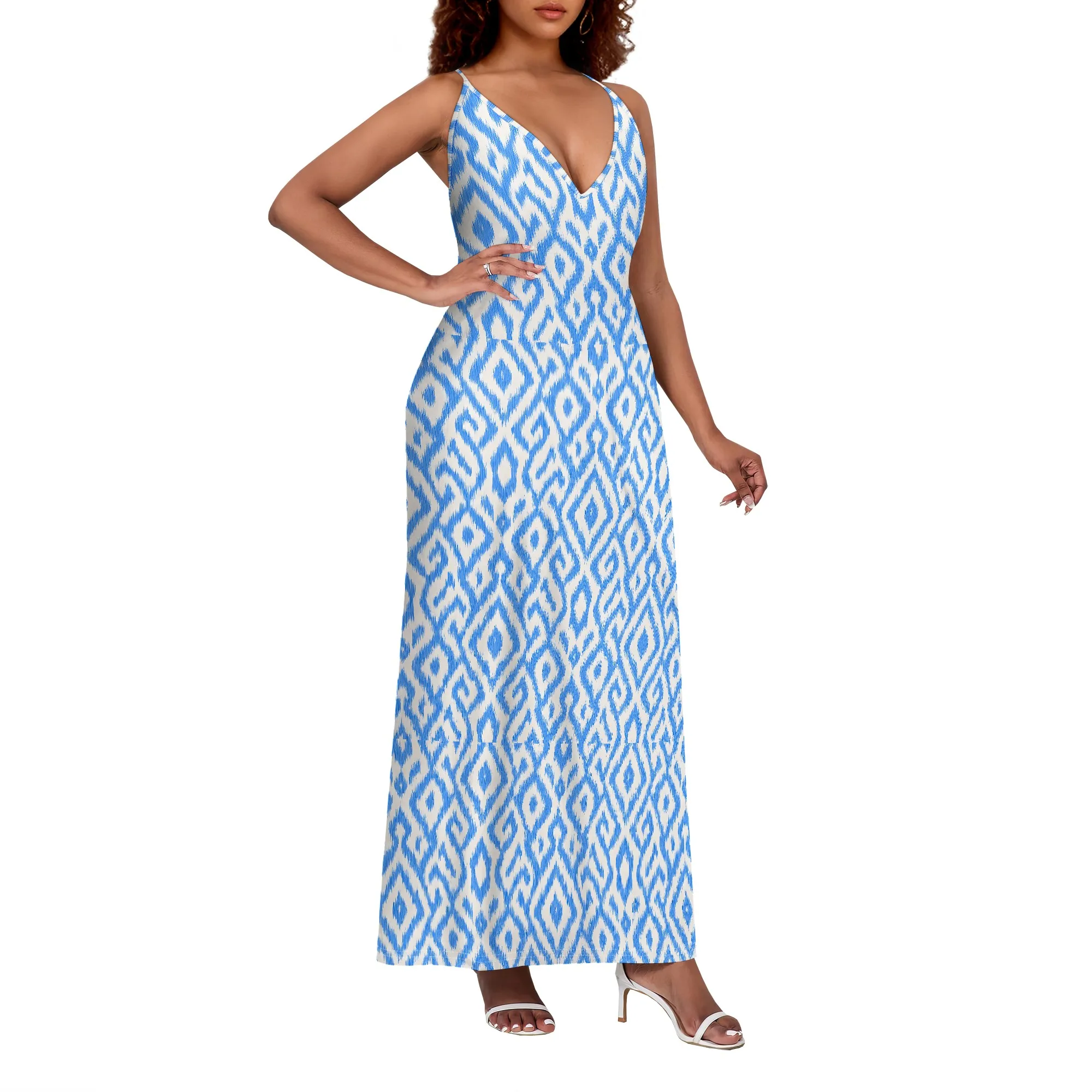 Women's Sleeveless Spaghetti Strap Dress,Casual Beach Long Maxi Dress