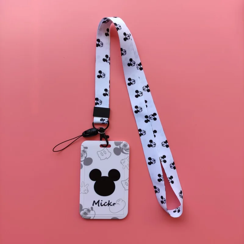 Mickey Minnie ID Badge Holder Lanyards Disney Business Card Case Employee Name Card Cover Children Student Neck Strap