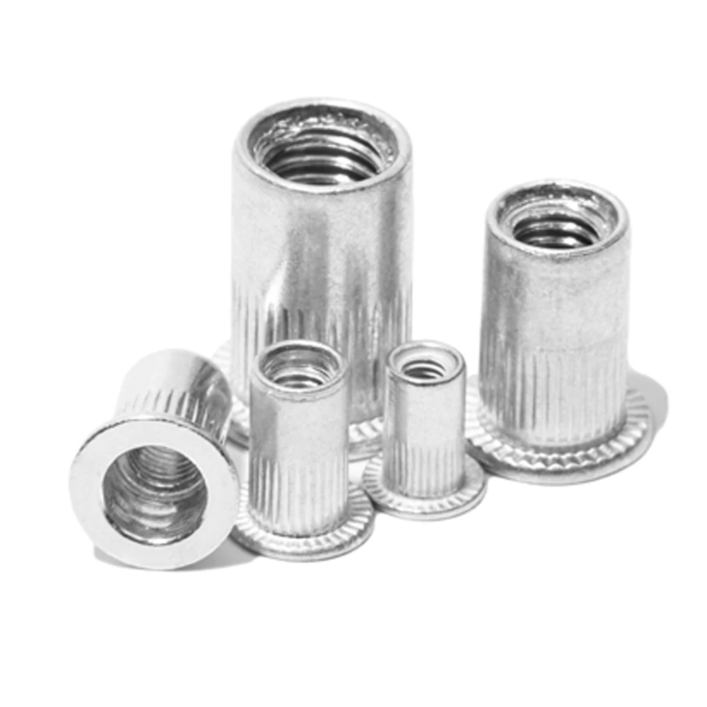 Kit de remaches roscados de Metal, Tuercas de cabeza plana rivnutsert roscado, M3, M4, M5, M6, M8, 100 piezas